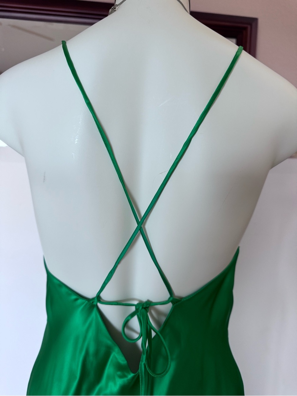 Poetry Emerald Green Backless Slip Dress with Crisscross Straps